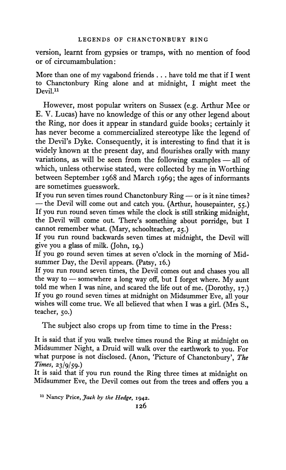 Page from Simpson 1969 showing first-hand variants of the Devil legend