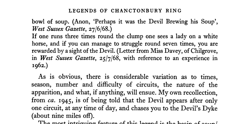 More variants of the Chanctonbury Ring Devil legend